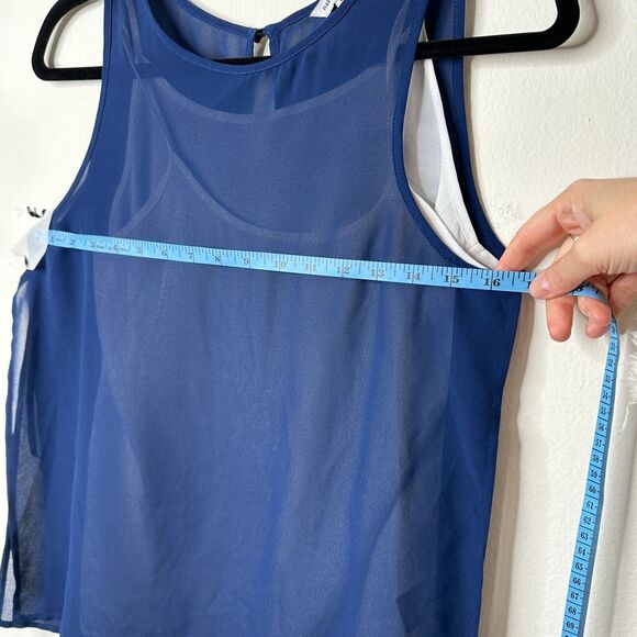 Naked Zebra Flowy Sheer Blue Sleeveless Overtop With White Cami Underneath S - Picture 10 of 11